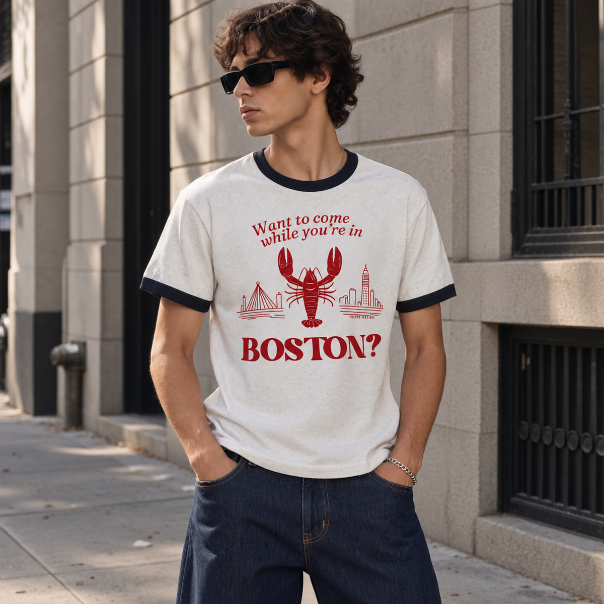 Want to Come While You're in Boston? Ringer Tee
